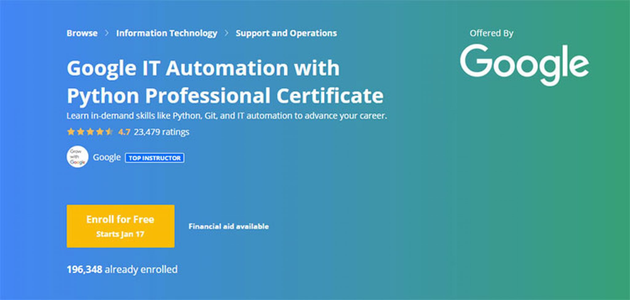 Google IT Automation With Python Professional Certificate